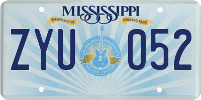 MS license plate ZYU052