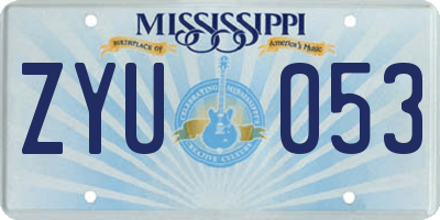 MS license plate ZYU053