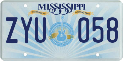 MS license plate ZYU058