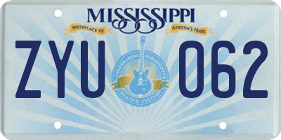 MS license plate ZYU062