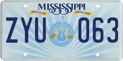 MS license plate ZYU063