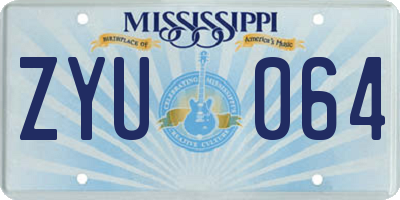 MS license plate ZYU064