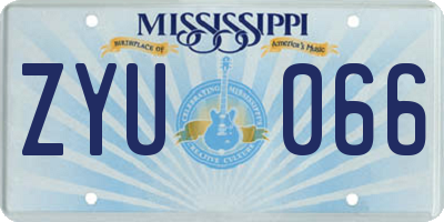 MS license plate ZYU066
