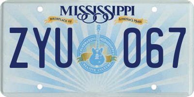 MS license plate ZYU067