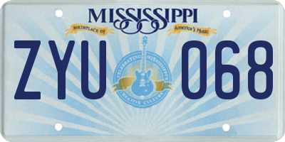 MS license plate ZYU068