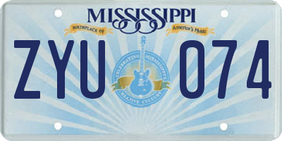 MS license plate ZYU074