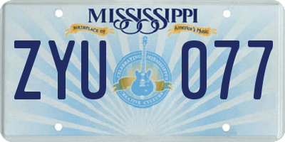 MS license plate ZYU077