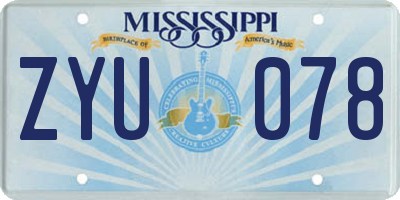 MS license plate ZYU078