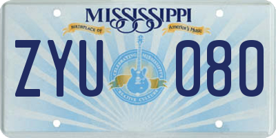 MS license plate ZYU080