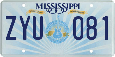 MS license plate ZYU081
