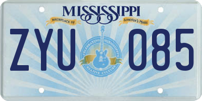 MS license plate ZYU085