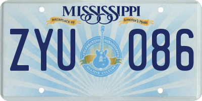 MS license plate ZYU086