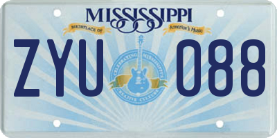 MS license plate ZYU088