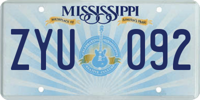 MS license plate ZYU092