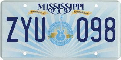 MS license plate ZYU098