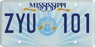 MS license plate ZYU101