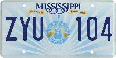 MS license plate ZYU104