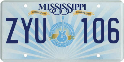MS license plate ZYU106
