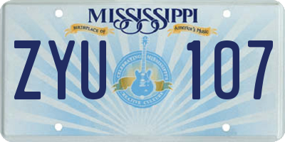 MS license plate ZYU107