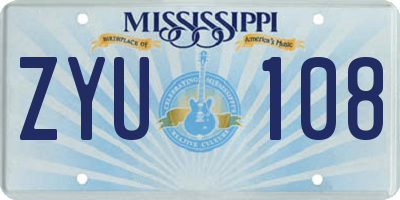 MS license plate ZYU108