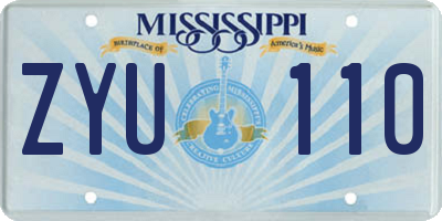 MS license plate ZYU110