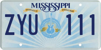 MS license plate ZYU111