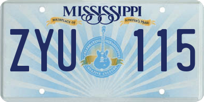 MS license plate ZYU115