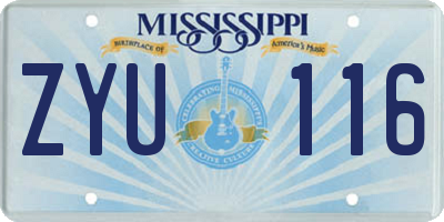 MS license plate ZYU116
