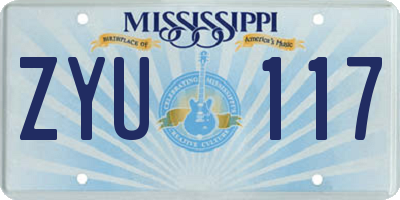 MS license plate ZYU117
