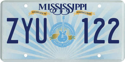 MS license plate ZYU122