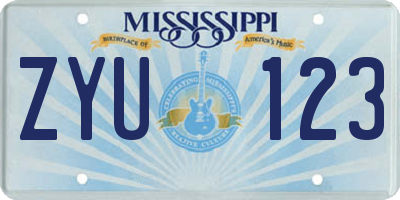 MS license plate ZYU123