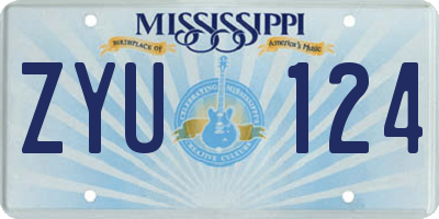MS license plate ZYU124