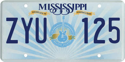 MS license plate ZYU125