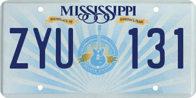 MS license plate ZYU131