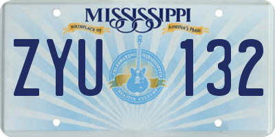 MS license plate ZYU132