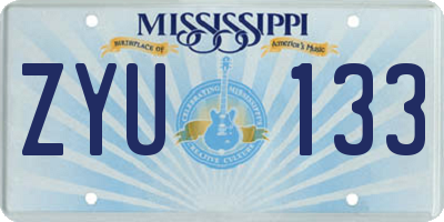 MS license plate ZYU133