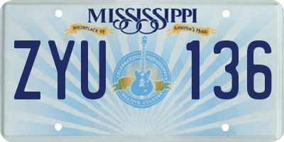 MS license plate ZYU136