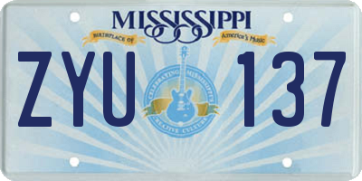 MS license plate ZYU137