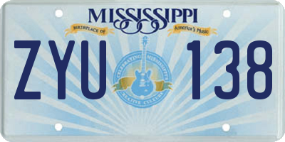 MS license plate ZYU138