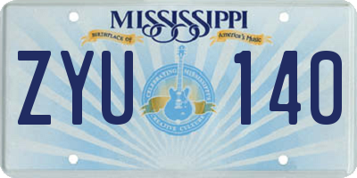 MS license plate ZYU140