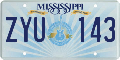 MS license plate ZYU143