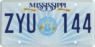 MS license plate ZYU144