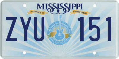 MS license plate ZYU151