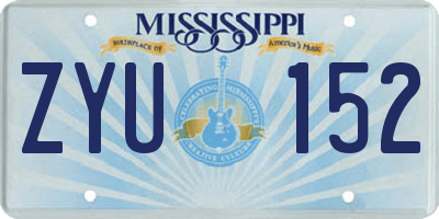 MS license plate ZYU152