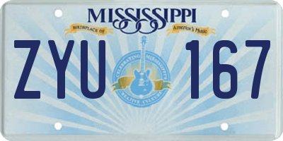 MS license plate ZYU167