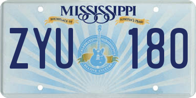 MS license plate ZYU180