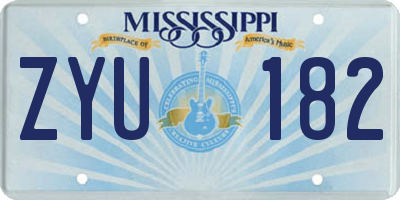 MS license plate ZYU182