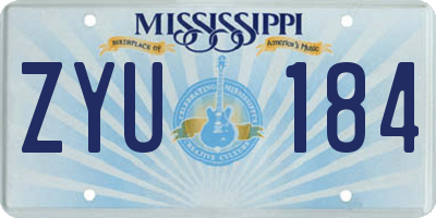 MS license plate ZYU184