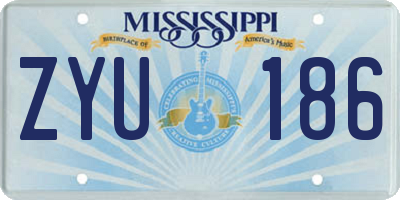 MS license plate ZYU186