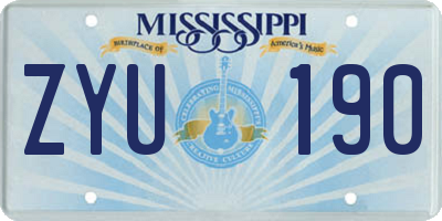 MS license plate ZYU190
